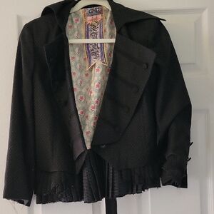 L.A.M.B. Black Textured Blazer with Patterned Lining